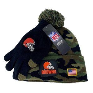 Salute to Service Cleveland Browns Beanie‎ Hat Glove Set Camo NFL Football $50